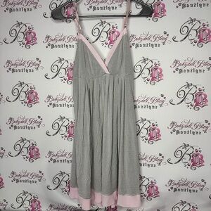 Max studio dress nighty gown striped white grey baby pink luxe comfy cute PJ